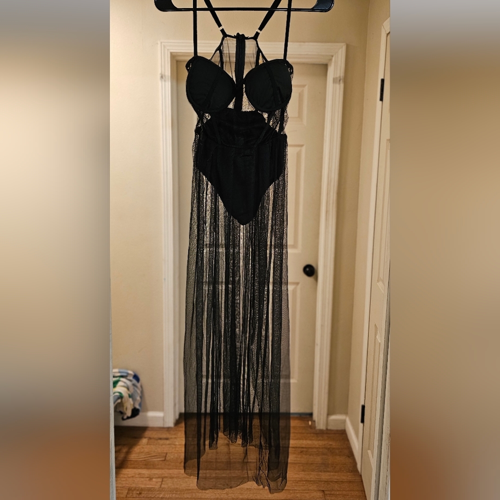 Black Tulle Bustier Gown